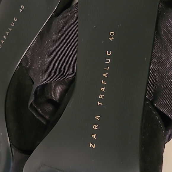 Zara Black Knotted Bow Pointed Toe Slanted Kitten Heels Sandals Shoes Wmns 9 - Picture 11 of 13